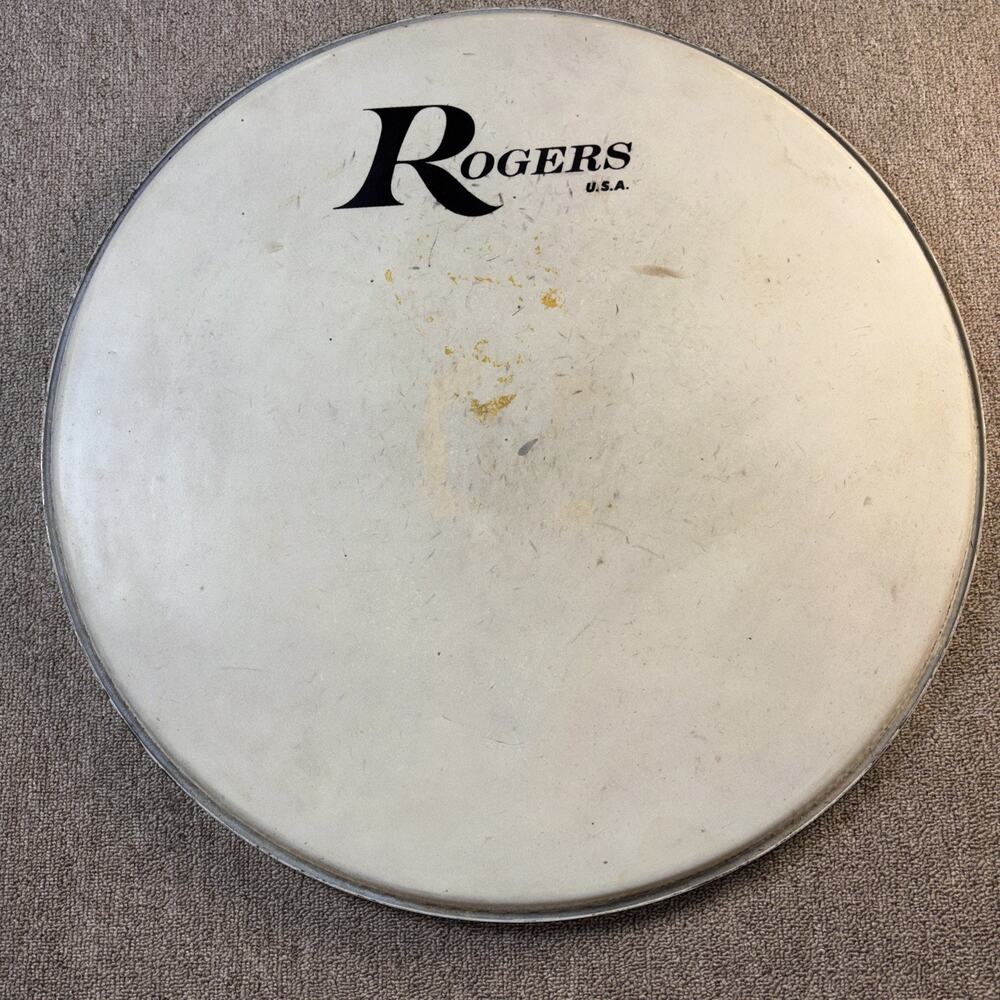 Vintage Rogers U.S.A. 23” Bass Drum Resonant Head White Coated 1970s 1980s